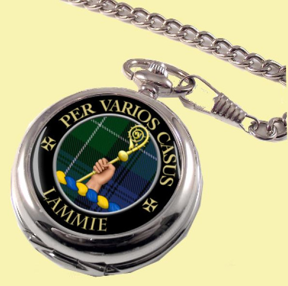 Lammie Clan Crest Round Shaped Chrome Plated Pocket Watch