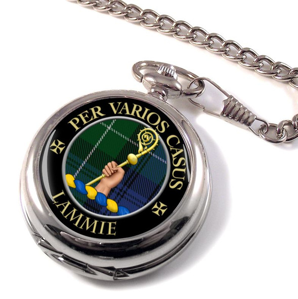 Lammie Clan Crest Round Shaped Chrome Plated Pocket Watch