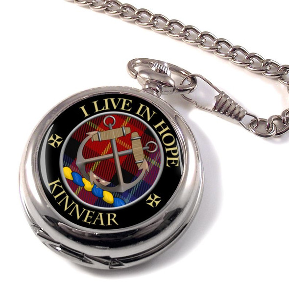 Kinnear Clan Crest Round Shaped Chrome Plated Pocket Watch