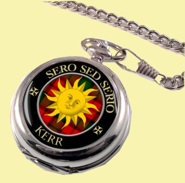 Kerr Clan Crest Round Shaped Chrome Plated Pocket Watch
