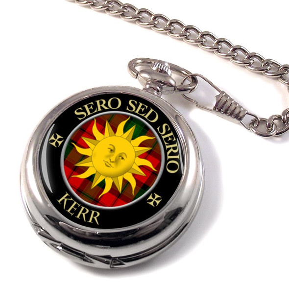 Kerr Clan Crest Round Shaped Chrome Plated Pocket Watch