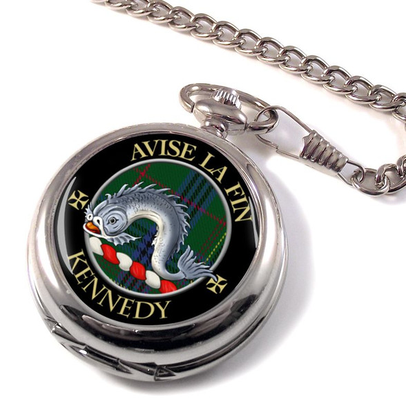 Kennedy Clan Crest Round Shaped Chrome Plated Pocket Watch