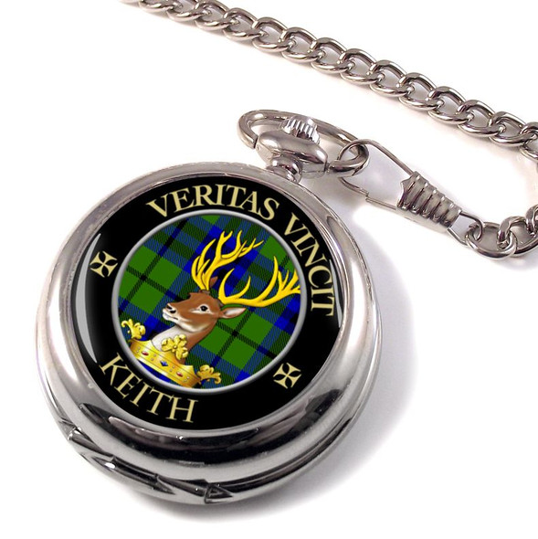 Keith Clan Crest Round Shaped Chrome Plated Pocket Watch