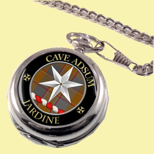 Jardine Clan Crest Round Shaped Chrome Plated Pocket Watch