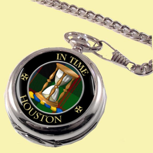 Houston Clan Crest Round Shaped Chrome Plated Pocket Watch