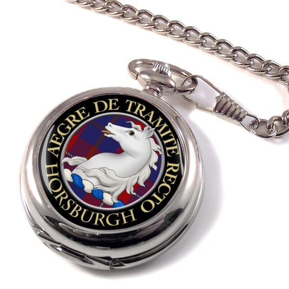 Horsburgh Clan Crest Round Shaped Chrome Plated Pocket Watch