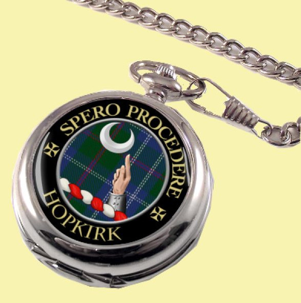 Hopkirk Clan Crest Round Shaped Chrome Plated Pocket Watch