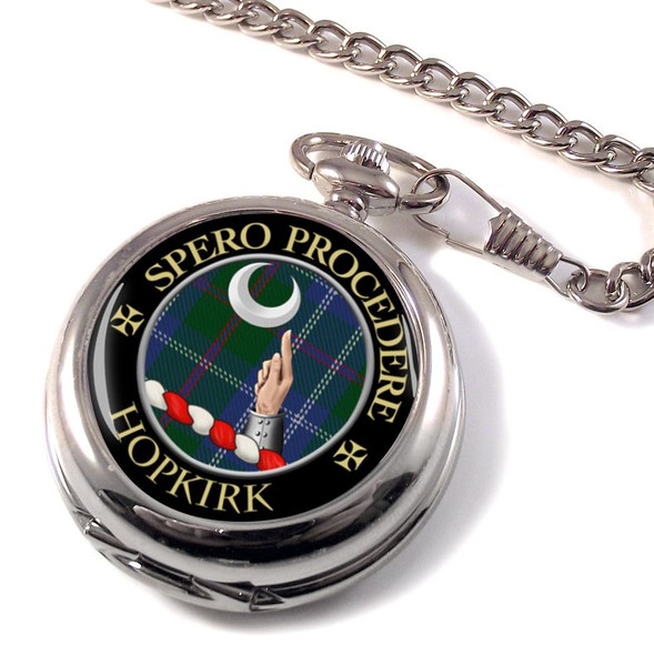 Hopkirk Clan Crest Round Shaped Chrome Plated Pocket Watch