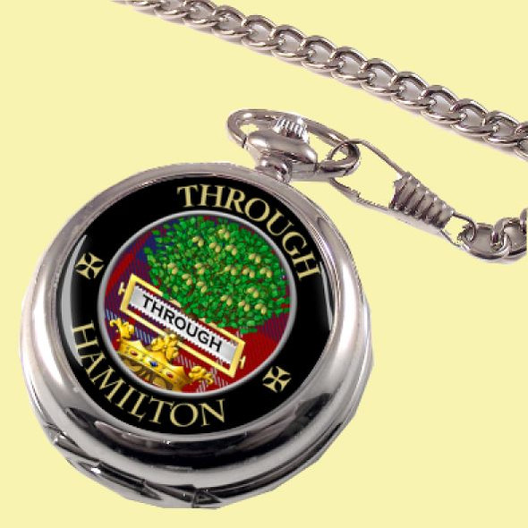 Hamilton Clan Crest Round Shaped Chrome Plated Pocket Watch