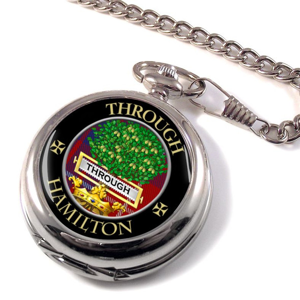 Hamilton Clan Crest Round Shaped Chrome Plated Pocket Watch