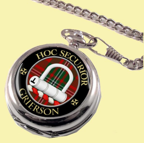 Grierson Clan Crest Round Shaped Chrome Plated Pocket Watch