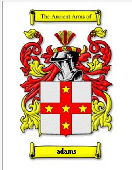 Adams Coat of Arms Surname Print Adams Family Crest Print