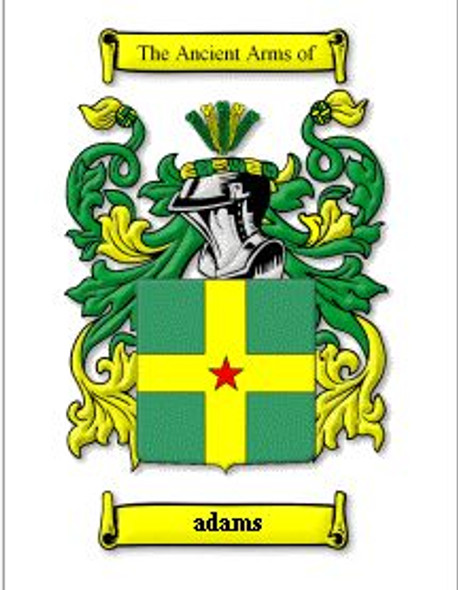 Adams Coat of Arms Surname Print Adams Family Crest Print