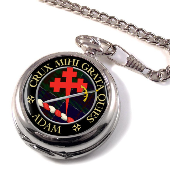 Adam Clan Crest Round Shaped Chrome Plated Pocket Watch