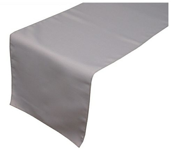 Silver Polyester Wedding Table Runners Decorations x 10 For Hire