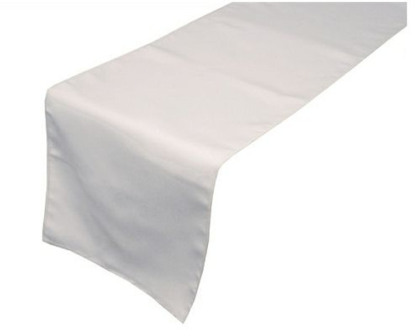 White Polyester Wedding Table Runners Decorations x 5 For Hire