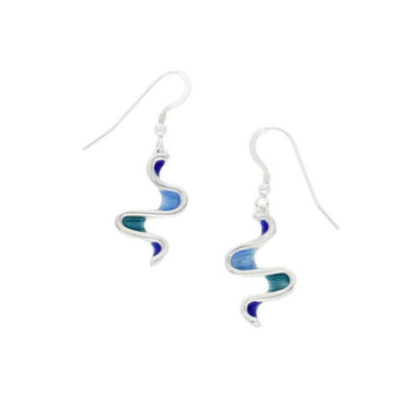 Morrep Glas Mor Enamel Twist Sterling Silver Sheppard Hook Earrings