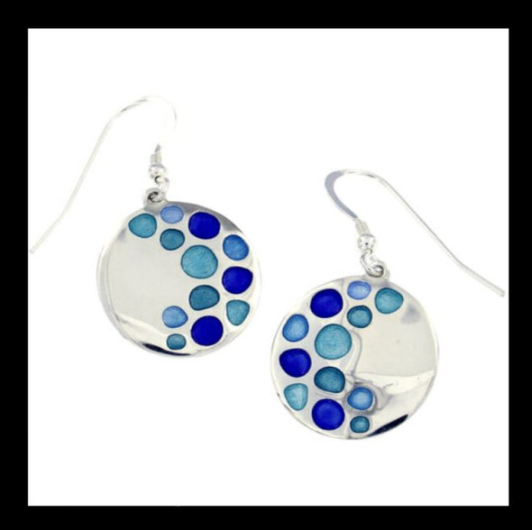 Bay Circular Glas Mor Enamel Sterling Silver Sheppard Hook Earrings