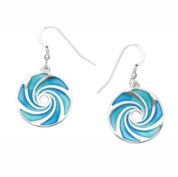 Maelstrom Circular Glas Mor Enamel Sterling Silver Sheppard Hook Earrings