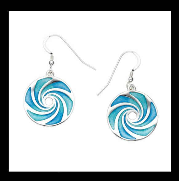 Maelstrom Circular Glas Mor Enamel Sterling Silver Sheppard Hook Earrings