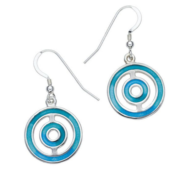 Keynvor Circular Glas Mor Enamel Sterling Silver Sheppard Hook Earrings