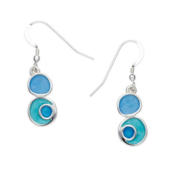 Lagoon Drop Glas Mor Enamel Sterling Silver Sheppard Hook Earrings