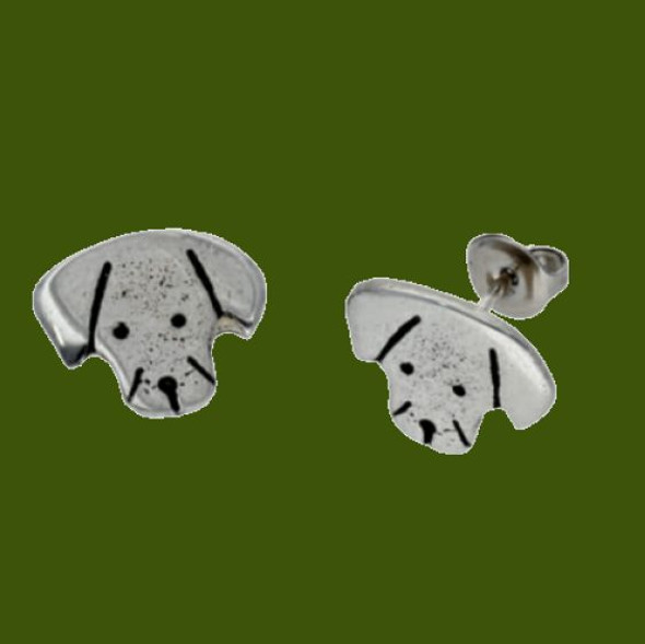 Puppy Dog Face Animal Themed Small Stud Stylish Pewter Earrings