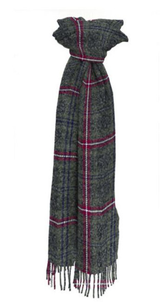 Hebridean Heather Scotland District Tartan Lambswool Unisex Fringed Scarf