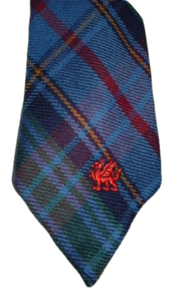 County Of Powys Welsh Tartan Worsted Wool Straight Mens Neck Tie