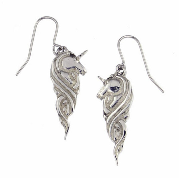 Unicorn Mystical Creature Themed Drop Sheppard Hook Stylish Pewter Earrings