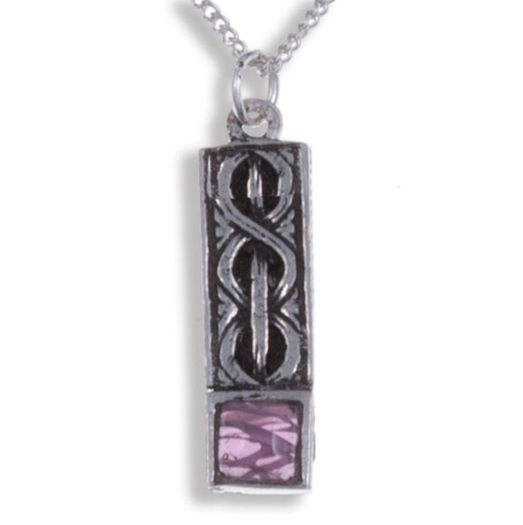 Celtic Knot Antiqued Square Purple Glass Stone Small Stylish Pewter Pendant
