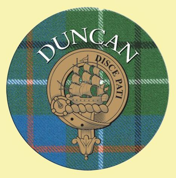 Duncan Clan Crest Tartan Cork Round Clan Badge Coasters Set of 2