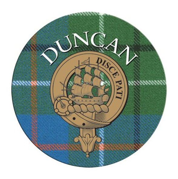 Duncan Clan Crest Tartan Cork Round Clan Badge Coasters Set of 2