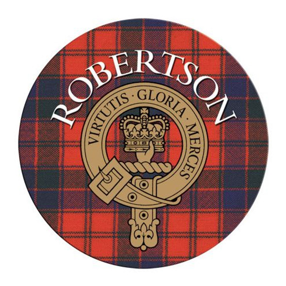 Robertson Clan Crest Tartan Cork Round Clan Badge Coasters Set of 4