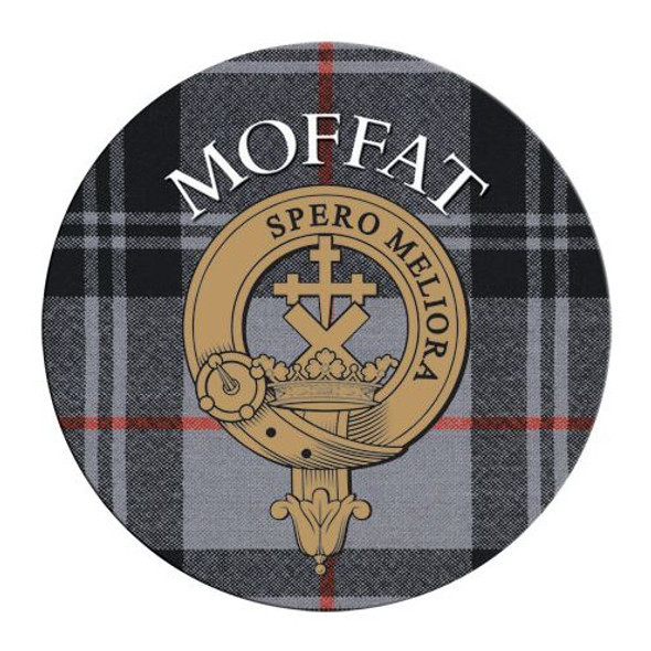 Moffat Clan Crest Tartan Cork Round Clan Badge Coasters Set of 4