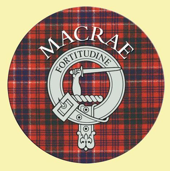 MacRae Clan Crest Tartan Cork Round Clan Badge Coasters Set of 4