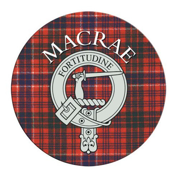 MacRae Clan Crest Tartan Cork Round Clan Badge Coasters Set of 4