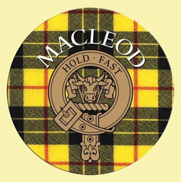 MacLeod Of Lewis Clan Crest Tartan Cork Round Clan Badge Coasters Set of 4