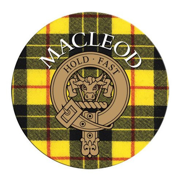 MacLeod Of Lewis Clan Crest Tartan Cork Round Clan Badge Coasters Set of 4