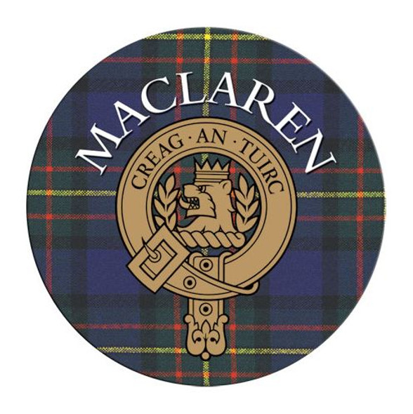 MacLaren Clan Crest Tartan Cork Round Clan Badge Coasters Set of 4