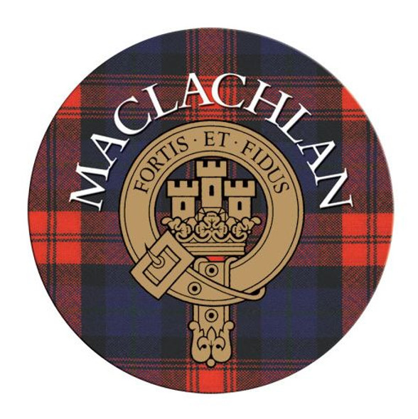 MacLachlan Clan Crest Tartan Cork Round Clan Badge Coasters Set of 4