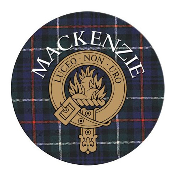 MacKenzie Clan Crest Tartan Cork Round Clan Badge Coasters Set of 4