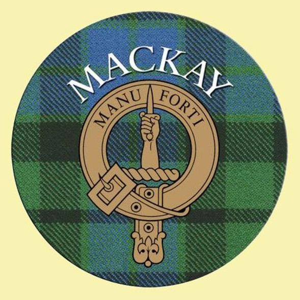 Mackay Clan Crest Tartan Cork Round Clan Badge Coasters Set of 4