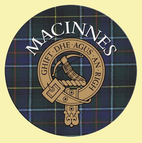 MacInnes Clan Crest Tartan Cork Round Clan Badge Coasters Set of 4