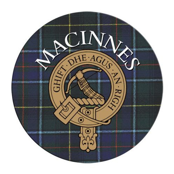 MacInnes Clan Crest Tartan Cork Round Clan Badge Coasters Set of 4