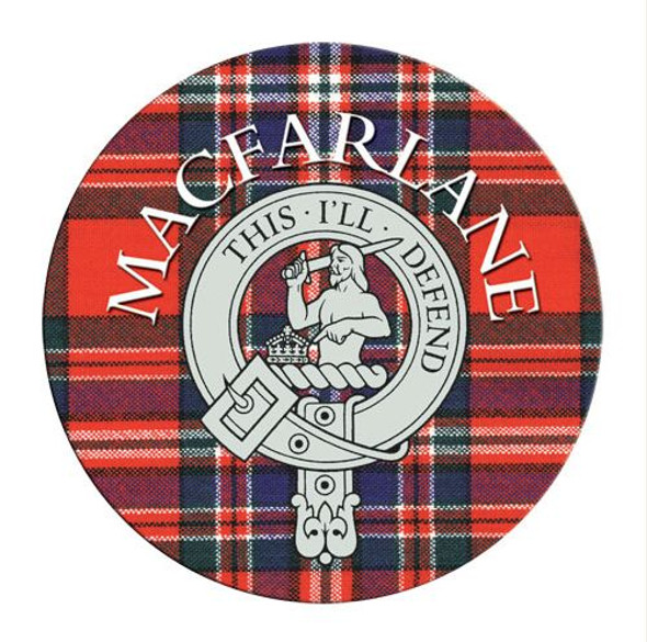 MacFarlane Clan Crest Tartan Cork Round Clan Badge Coasters Set of 4