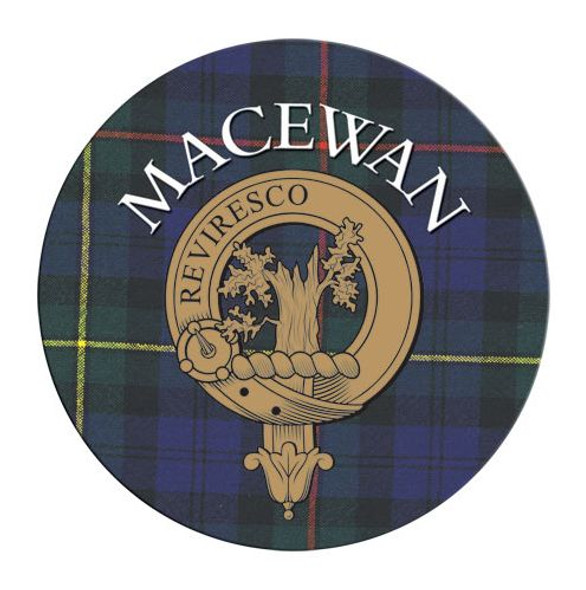 MacEwan Clan Crest Tartan Cork Round Clan Badge Coasters Set of 4