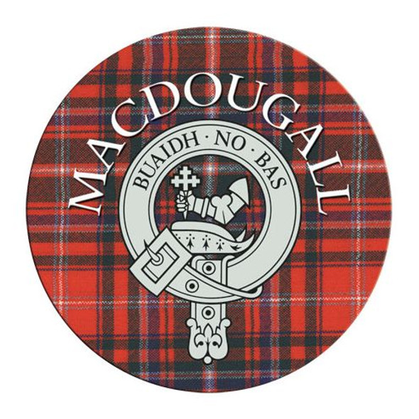MacDougall Clan Crest Tartan Cork Round Clan Badge Coasters Set of 4