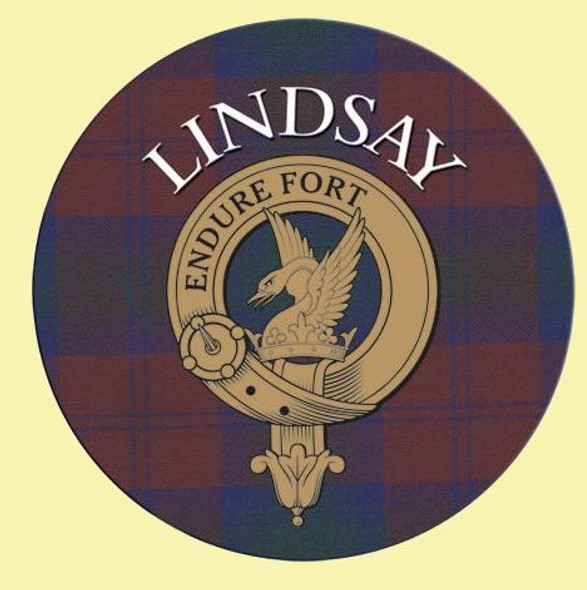 Lindsay Clan Crest Tartan Cork Round Clan Badge Coasters Set of 4