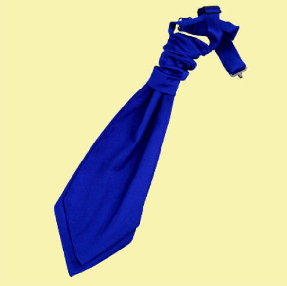 Royal Blue Boys Plain Satin Pre-tied Ruche Wedding Cravat Necktie 